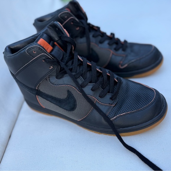 Nike Black and Orange Men's High-Top Sneakers - Size 12 - Picture 1 of 16